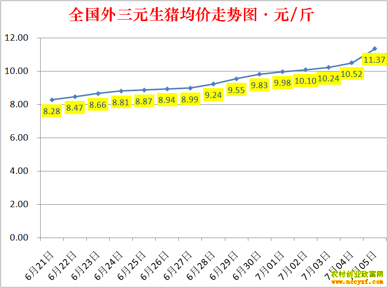 2022年全国生猪价格涨跌表